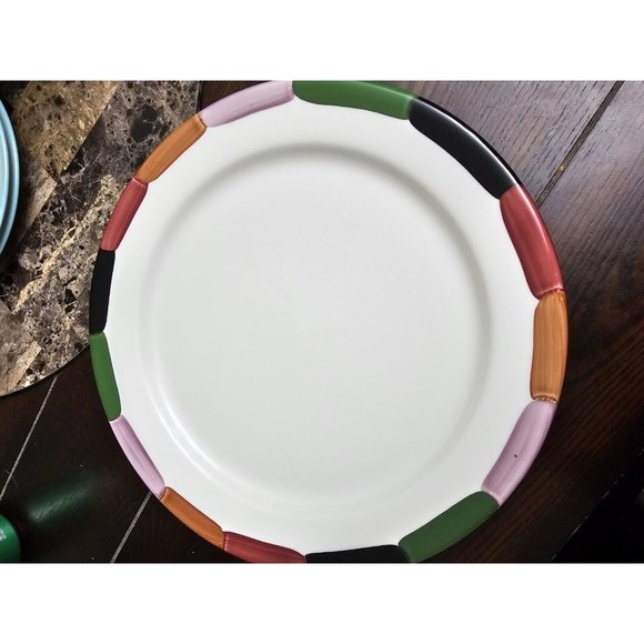 Coors China Co. Colorful Rim Large Dinner Plate 11.5" USA Made - Picture 1 of 3